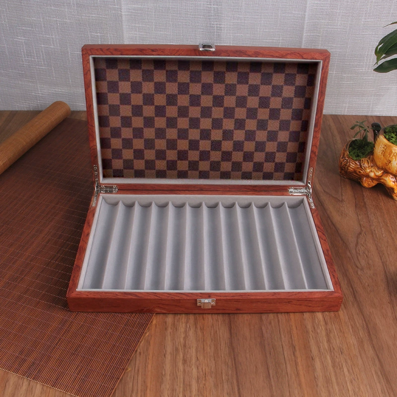 กล่องเก็บปากกาไม้โรสวู้ด12ช่อง (หนังลายสก๊อต)