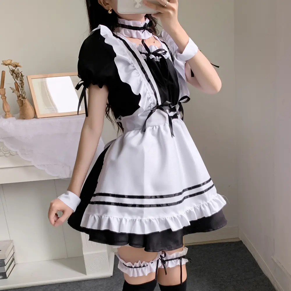 かわいい女性メイド制服女の子甘い日本のロリータドレスアニメコスプレコスチュームプラスサイズドレスコスチューム