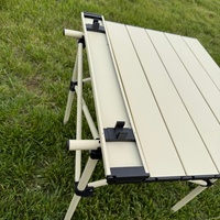 Table d'extérieur portable moderne en acier, table longue pliante pour le camping et le barbecue