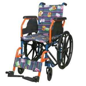 Silla de Ruedas Pediátrica Manual de Acero Ligero con Asiento de Color de Dibujos Animados, Reposapiés Ajustables y Marco Plegable para Movilidad Diaria - Product Image 2