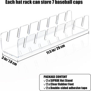 Porte-chapeau pour casquettes de Baseball affichage acrylique chapeau organisateur pour casquettes de Baseball stockage chapeau supports stockage - Product Image 2