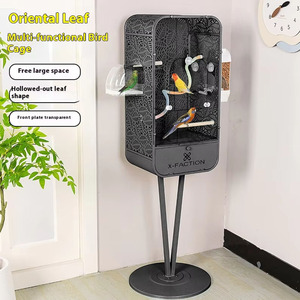 Küçük ve Orta Boy Papağanlar için Standlı ve Oyuk Yaprak Tasarımlı Büyük Basit Metal Kuş Kafesi - Product Image 4