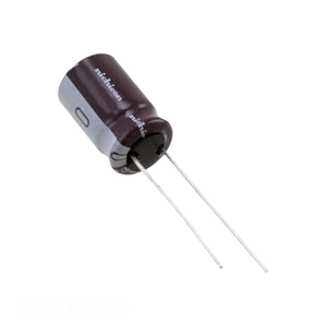 Condensateur à électrolyte aluminium autorisé par le distributeur, 10 µF 20% 160V RADIAL TH à travers trou, 10 µF UCS2C100MPD - Product Image 1