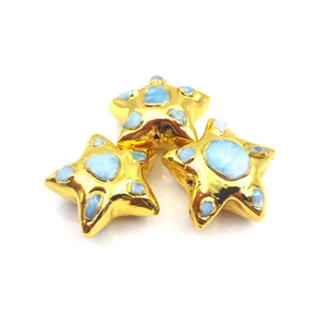 Guangzhou <span class=keywords><strong>bijoux</strong></span> perles en forme d'étoile dorée <span class=keywords><strong>pierre</strong></span> bleue naturelle <span class=keywords><strong>Larimar</strong></span> perle Bracelet accessoire pendentifs <span class=keywords><strong>bijoux</strong></span> en pierres précieuses en gros - Product Image 3