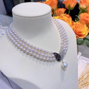 Natural Freshwater Pearl Pendant Necklace S925 <b>Silver</b> Versatile 9-12mm Collarbone Slightly Flawed Strong Light Wenchi China - Product Image 4