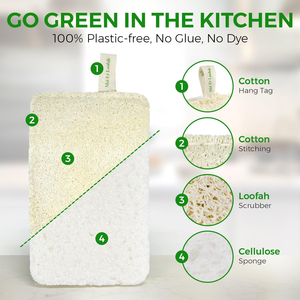 Depurador ecológico Luffa Loofah de fábrica auditada BSCI, esponja de cocina compostable de larga duración, estropajo de pulpa de madera - Product Image 3