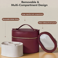 Sac de maquillage en cuir PU imperméable de luxe avec logo personnalisé, étui à pinceaux ovale, grande capacité, organiseur de cosmétiques de voyage pour femmes