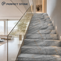 Marbre gris de Serbie PerfectStone Natural Silver Breccia, dalle de marbre sur mesure, comptoir, marche d'escalier