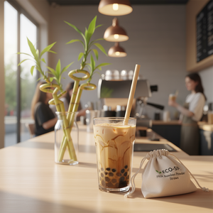 Thấp Moq Tre Bột Rơm Phân Hủy Sinh Học Cá nhân Đóng Gói Cà Phê Nước Trái Cây Trà Cocktail PLA Dùng Một Lần Ống Hút Cho Uống - Product Image 3