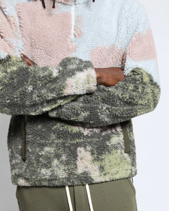 Nuova elegante giacca invernale in pile personalizzata a quarto di Zip pesante <span class=keywords><strong>felpa</strong></span> con cappuccio da uomo orsacchiotto Sherpa - Product Image 3