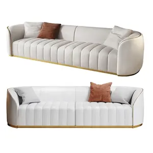 इतालवी फैशन ब्रांड लक्जरी कमरे में रहने वाले फर्नीचर आधुनिक डिजाइन सफेद चमड़े के सोफे के साथ लोहे के नीचे