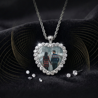 Collier personnalisable en forme de cœur avec photo de couple, diamant, accessoire long commémoratif