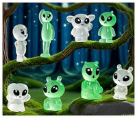 Décoration d'aquarium Personnage de dessin animé 3d Figurine extraterrestre rougeoyante Grande breloque Bricolage Nail Resin Luminous Trade Mini Toy From China