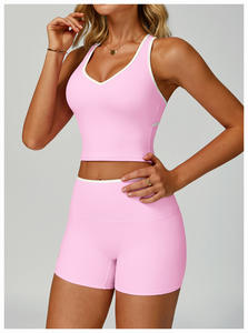 حمالة صدر رياضية عالية الجودة بتصميم جديد للنساء ، حمالة صدر رياضية لليوغا سريعة الجفاف برقبة على شكل حرف V ، تانك للياقة البدنية مسامي بأربعة طرق للتمدد - Product Image 6