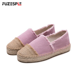 Nouvelles mules en toile <span class=keywords><strong>rose</strong></span> à franges pour femmes, design à bout fermé, chaussures à <span class=keywords><strong>plateforme</strong></span> en jute tissée, espadrilles d'été - Product Image 1