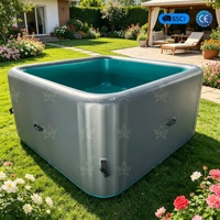 Spa gonflable d'extérieur pour 2 à 6 personnes avec chaise, bain à remous carré portable en PVC, jets de massage à bulles pour adultes, logo personnalisé