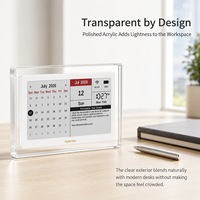 Calendrier numérique intelligent Kylendar en acrylique transparent avec affichage WiFi de la date, de l'heure et de l'heure météo pour bureau moderne