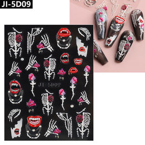 Pegatinas de uñas de Halloween 5D Scream Spooky Design Blood Skull Lips Nail Sticker - Product Image 3