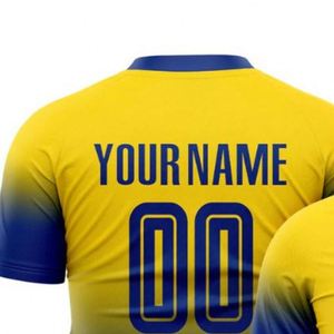 Camiseta de Fútbol con Degradado Amarillo y Azul, Manga Corta, Transpirable, de Secado Rápido, Ligera, para Entrenamiento y Partido - Product Image 6