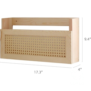 Porte-revues en bois, panier de rangement en <span class=keywords><strong>bambou</strong></span> et <span class=keywords><strong>rotin</strong></span>, étagères murales - Product Image 3
