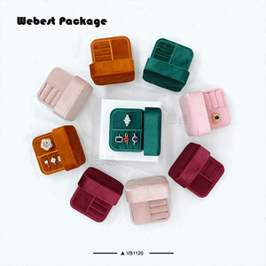 Webest peacock green USA style velvet jewelry gift box leather and ladies velvet ring box velvet