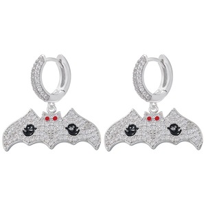 Nuovo stile di Halloween gioielli in zircone cubico smalto strega cappello magico a pipistrello ciondolo Charm CZ orecchini a cerchio per donne ragazze bambini - Product Image 6