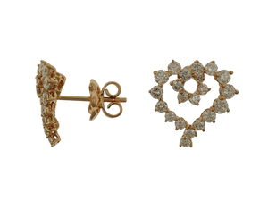 ต่างหูเพชรทรงหัวใจแบบกลวง 18K โรสโกลด์ ไวท์โกลด์ เครื่องประดับหรู ป้องกันการแพ้ สำหรับผู้หญิง - Product Image 2