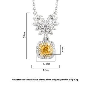 Collar de alas de ángel con colgante de diamante de alto carbono de 6*6 mm, estilo moderno y ecológico, con incrustaciones de cobre, para uso diario femenino. - Product Image 2