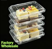 Boîte alimentaire rectangulaire jetable en plastique PET transparent pour pâtisserie danoise, gâteau Red Velvet, gaufrette, pain (personnalisable)