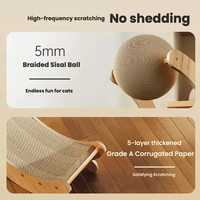 Penggaruk & Mainan Kucing dari Bola Sisal Tahan Lama Desain Bulan, Inti Dalam yang Dapat Diganti, Anti-Rontok, dan Tahan Gores