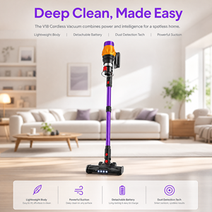 Aspirateur à main sans fil, moteur sans balais 650W, autonomie de 60 min, écran tactile LED, nettoyage humide et sec pour la maison - Product Image 4
