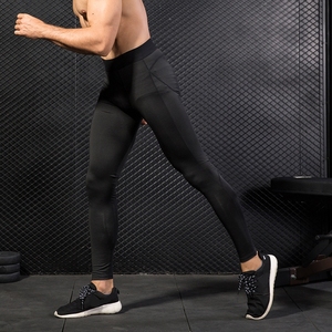 <span class=keywords><strong>Leggings</strong></span> da corsa sportivi con logo personalizzato da uomo pantaloni a compressione per allenamento Fitness in poliestere Spandex - Product Image 2