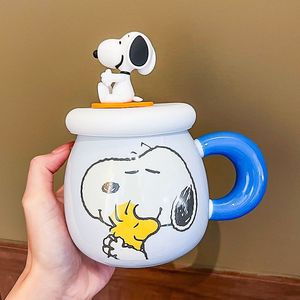 Wholesale New 500ml Cartoon <b>Mugs</b> with LIDS Straw Water Cups Children's Milk Ceramic Cups - Product Image 4