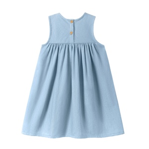 OEM/ODM Vente en gros <span class=keywords><strong>Robe</strong></span> d'été sans manches pour filles mignonnes, longueur genou, avec applique de dessin animé pour 2-7 ans, directement de l'usine - Product Image 3