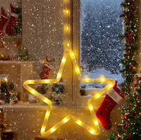 Lumières LED Flocon de Neige à Ventouse, Décoration Suspendue à Piles pour Fenêtre, Chambre, Fête, Ambiance Intérieure, Éclairage Festif