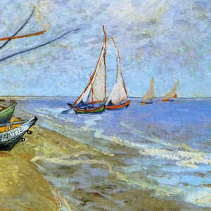 Europeo <span class=keywords><strong>Van</strong></span> <span class=keywords><strong>Gogh</strong></span> arte impresionista barco <span class=keywords><strong>playa</strong></span> paleta cuchillo pintado a mano paisaje pintura al óleo - Product Image 2