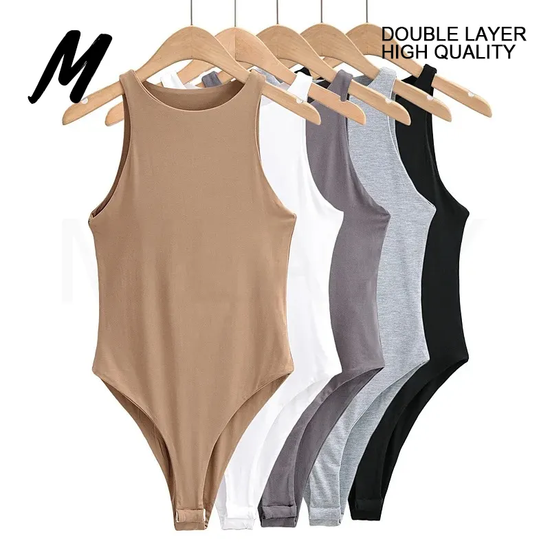 Hoogwaardig Aangepast Logo 2023 Dames Sexy Eendelige Mouwloze Bodysuit Voor Dames Topmode Muilti Colors Bodysuit Jumpsuit