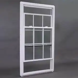 European style vinyl windows double hung window with grid and tempered glass