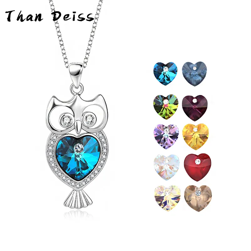 New S925 Sterling Silver Fashion Vintage Owl Ladies Necklace Fashion Simple And Versatile For Fit Swarovski Crystal Pendant