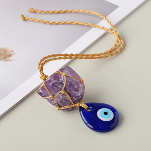 Colgante de Cristal Natural para Coche, Protección Contra el Mal de Ojo, Amuletos de Piedra Natural para Decoración del Espejo Retrovisor del Coche, Venta al por Mayor - Product Image 3