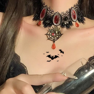 Autocollant <span class=keywords><strong>de</strong></span> <span class=keywords><strong>tatouage</strong></span> temporaire en papier écologique pour Halloween, motif chauve-souris, <span class=keywords><strong>sorcière</strong></span>, dessin animé, <span class=keywords><strong>tatouage</strong></span> imperméable pour le corps, le visage, le bras, le doigt - Product Image 2