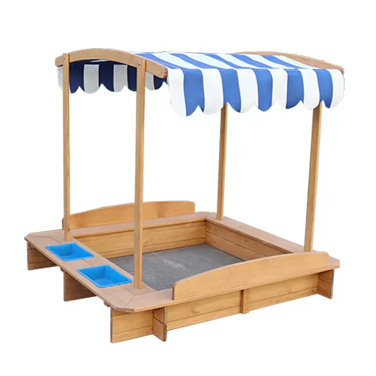 Parco giochi per bambini al coperto in legno Sandbox con tetto per la casa o centro commerciale esterno quadrato cortile Sandbox