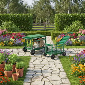 Chariot <span class=keywords><strong>de</strong></span> jardin en métal robuste avec roues, design pliable, <span class=keywords><strong>sac</strong></span> à outils pour les personnes âgées, utilisation en extérieur, <span class=keywords><strong>pelouse</strong></span>, patio, jardinage - Product Image 1