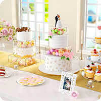 Décoration de fête rond/carré clair acrylique présentoir à gâteau à remplir support rond acrylique vitrine à gâteau boîte à remplir