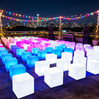 Cube lumineux LED 16 couleurs RVB à télécommande pour événements et fêtes, tabouret de bar LED en plastique