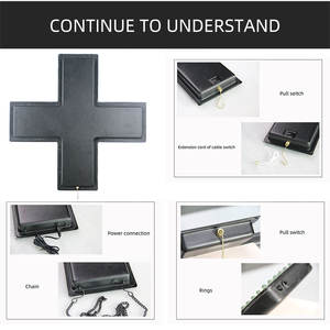 Letrero de Cruz de farmacia LED azul para uso en interiores, cartelera acrílica cruzada de medicamentos veterinarios LED de 35CM en el escaparate - Product Image 5