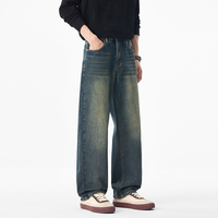 Jean droit rétro style américain – Nouveau pantalon droit ample délavé et vieilli pour homme, tendance et de marque, style urbain
