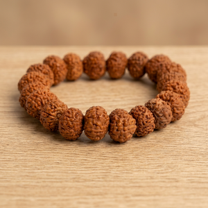 Bracelet Mala Unisexe en Perles de Bois de Rudraksha Naturel Marron, Certifié par un Expert, Idéal pour la Méditation, Cadeau Fait Main - Product Image 4