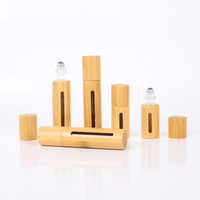 Emballage cosmétique en bambou, bouteilles à roulettes d'huile essentielle 5 Ml 10 Ml bouteilles de parfum à roulettes en bambou