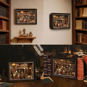 Collection Créative Loft Secret : Cadre Photo en Bois, Scène de <span class=keywords><strong>Maison</strong></span> Miniature DIY, Blocs de Construction 3D, Jouet d'Assemblage Fait Main, Décoration - Product Image 3